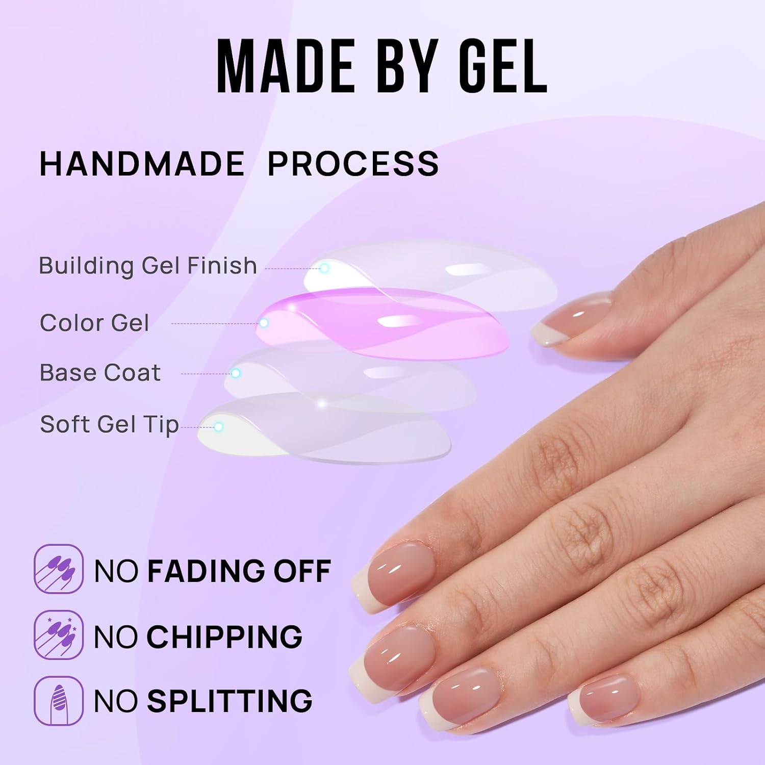 BTArtbox Square Press On Nails French thumbnail 4