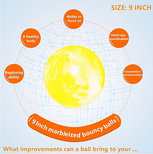 Miniatura 9 de 4 pelotas hinchables marmoleadas y 1 bomba de 9 pulgadas, bolas sensoriales inflables de playa, pelotas hinchables para el patio de recreo escolar