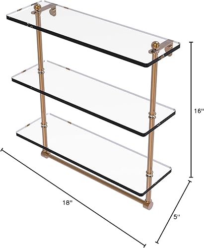 Miniatura 10 de Allied Brass PR-516TB - Estante de cristal integrado de triple nivel de 16 pulgadas, color negro mate