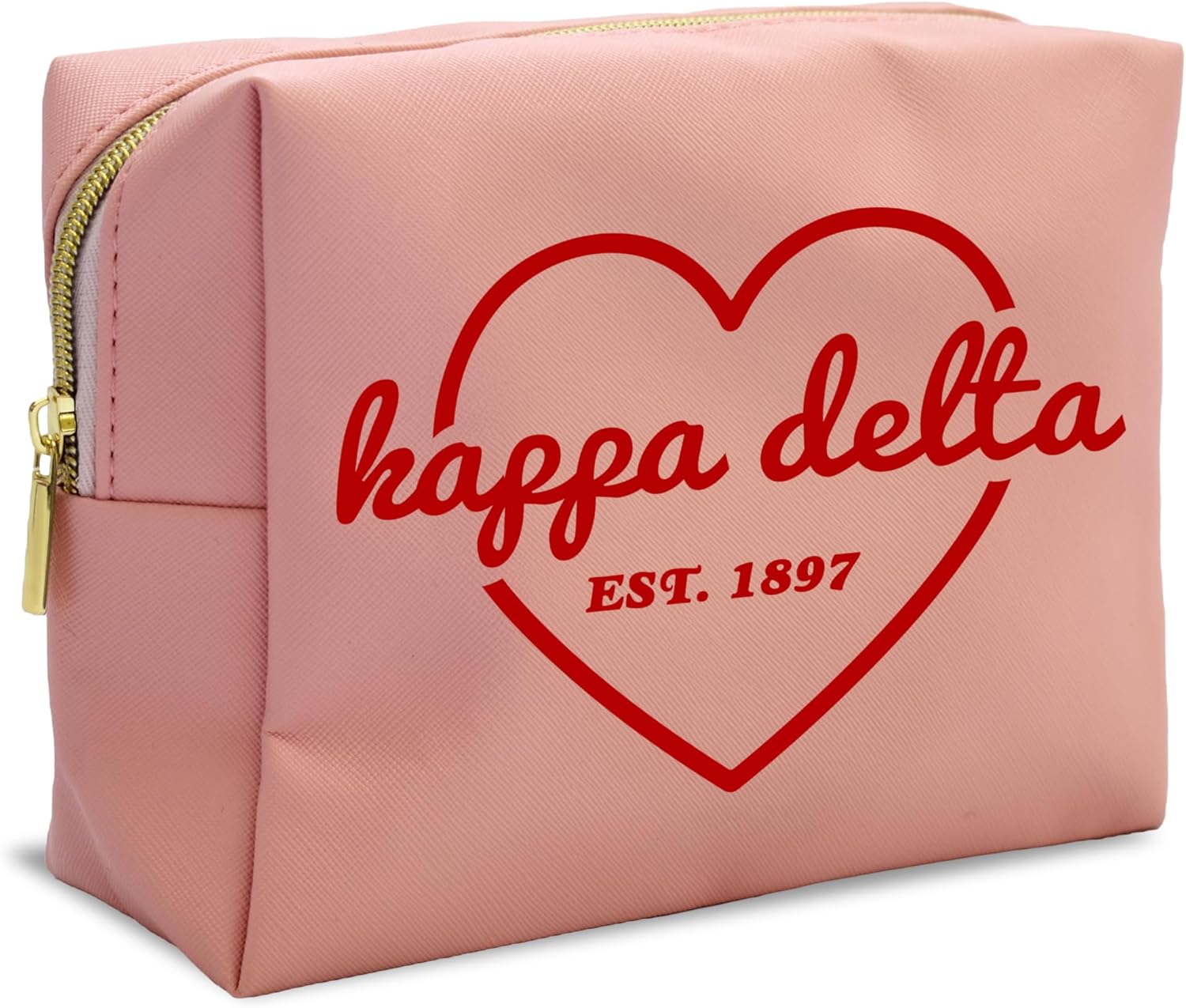 Sorority Shop Kappa Delta Makeup Bag - Multi-Purpose PU Leather, Water-Resistant Makeup travel bag with Licensed Design and Zipper Closure, Perfect Kappa Delta Sorority Gifts for Women