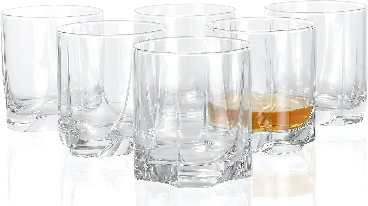 🛒 Crаzу Dеаlѕ Red Co. Set of 6 Clear Swivel Glass 12.25 Oz Double Old Fashioned Rocks, Lowball Drinking Tumblers