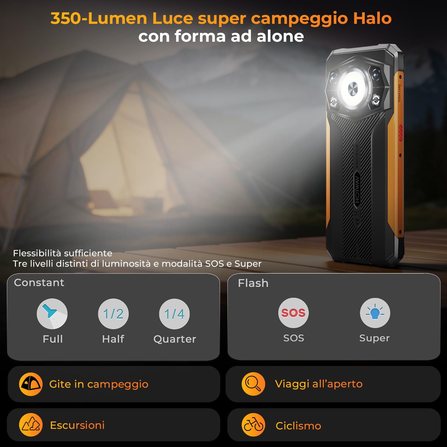 HOTWAV Cyber 17 Rugged Smartphone Android 16 Telefono Indistruttibile | 16GB+128GB/2TB TF/Octa-core Cellulare Robusto, 6200mAh 6.75" HD+ 48MP+16MP, Gemini AI, NFC/Face ID/OTG/GPS/Dual SIM 4G
