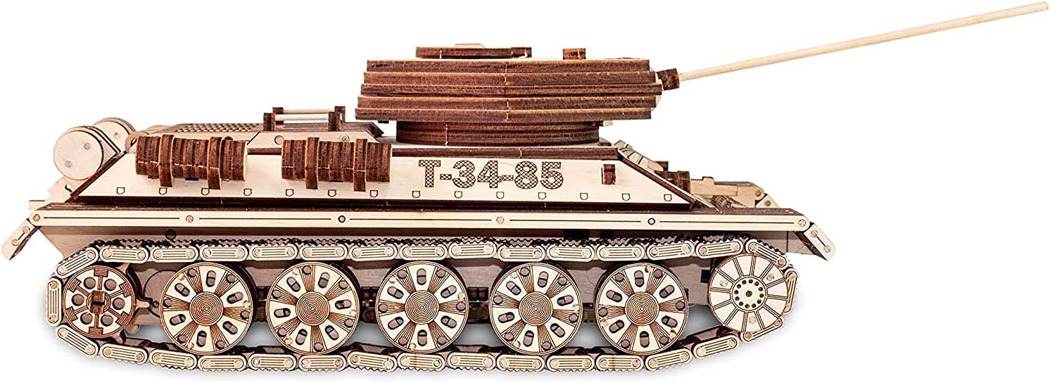 EWA Wind-Up Tank T-34-85 Top-Grade Plywood 3D Mechanical Model Construction Kit. Pre-Cut Design. DIY Assembly. 965 Pieces. Complexity level 4 out of 5. Suitable for 14+ Years - Image 4