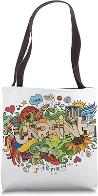 Ukraine Tshirt Design with I love and Pray for Ukraine Tote Bag