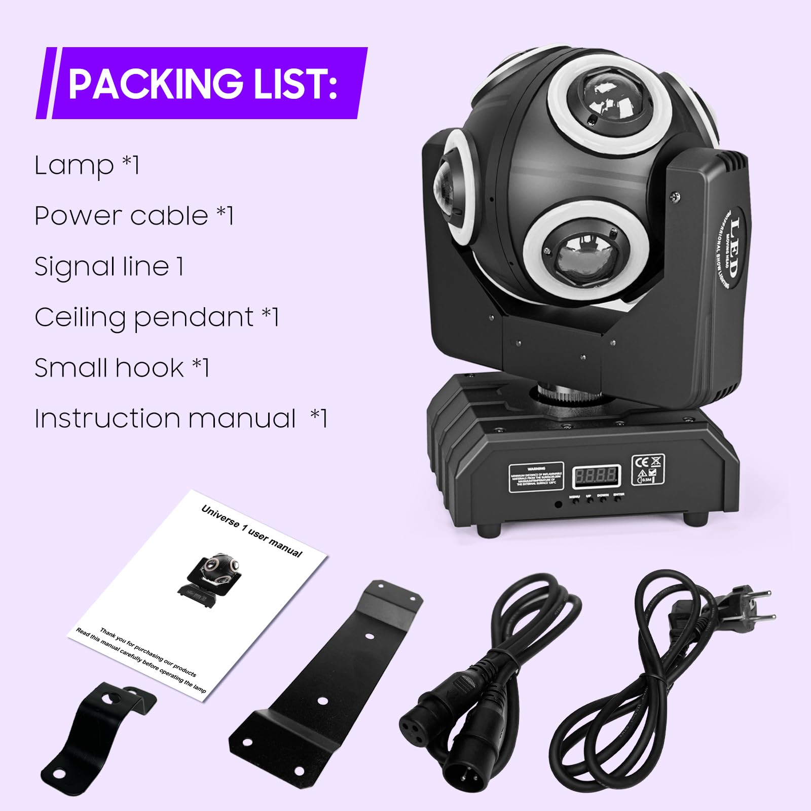150W Moving Head Bühnenlicht, 8 LED RGBW Hochleistungsperlen mit goldenem Blendeneffekt, d-mx512 plus Y-Achse 360°kontinuierliche Drehung Partylicht für Weihnachten Club Disco Bars