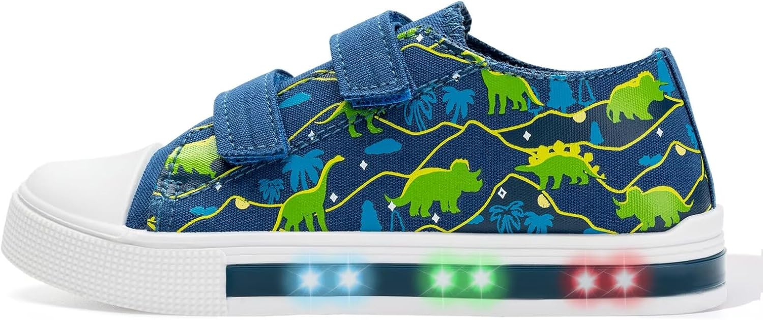 EUXTERPA Toddler Light Up Sneakers Kids Casual Canvas Shoes with Adjustable Strap for Girls Boys