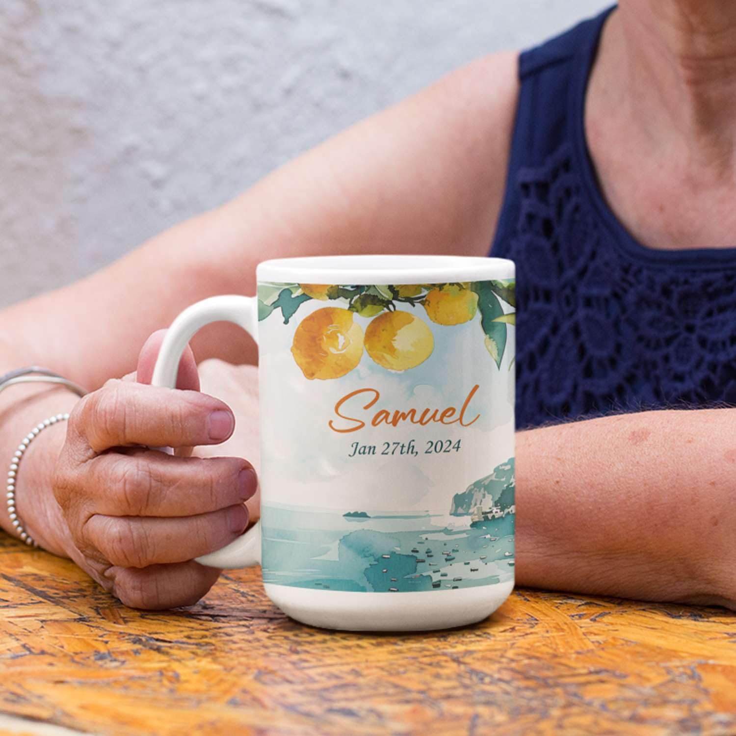 Amazon.com: Personalized Amalfi Coast Ceramic Mug, Custom Name And Date Coffee  Cup, Gift For Italy Lovers, Lemon Tree & Coastal Town Full Wrap Mug,  Customized Italy Themed White Cup 11oz 15oz :