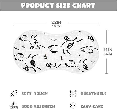 Miniatura 2 de Cute Horses - Juego de 2 paños para eructos de algodón puro, absorbente y suave, toalla para recién nacidos, para bebés y niños y niñas (607)