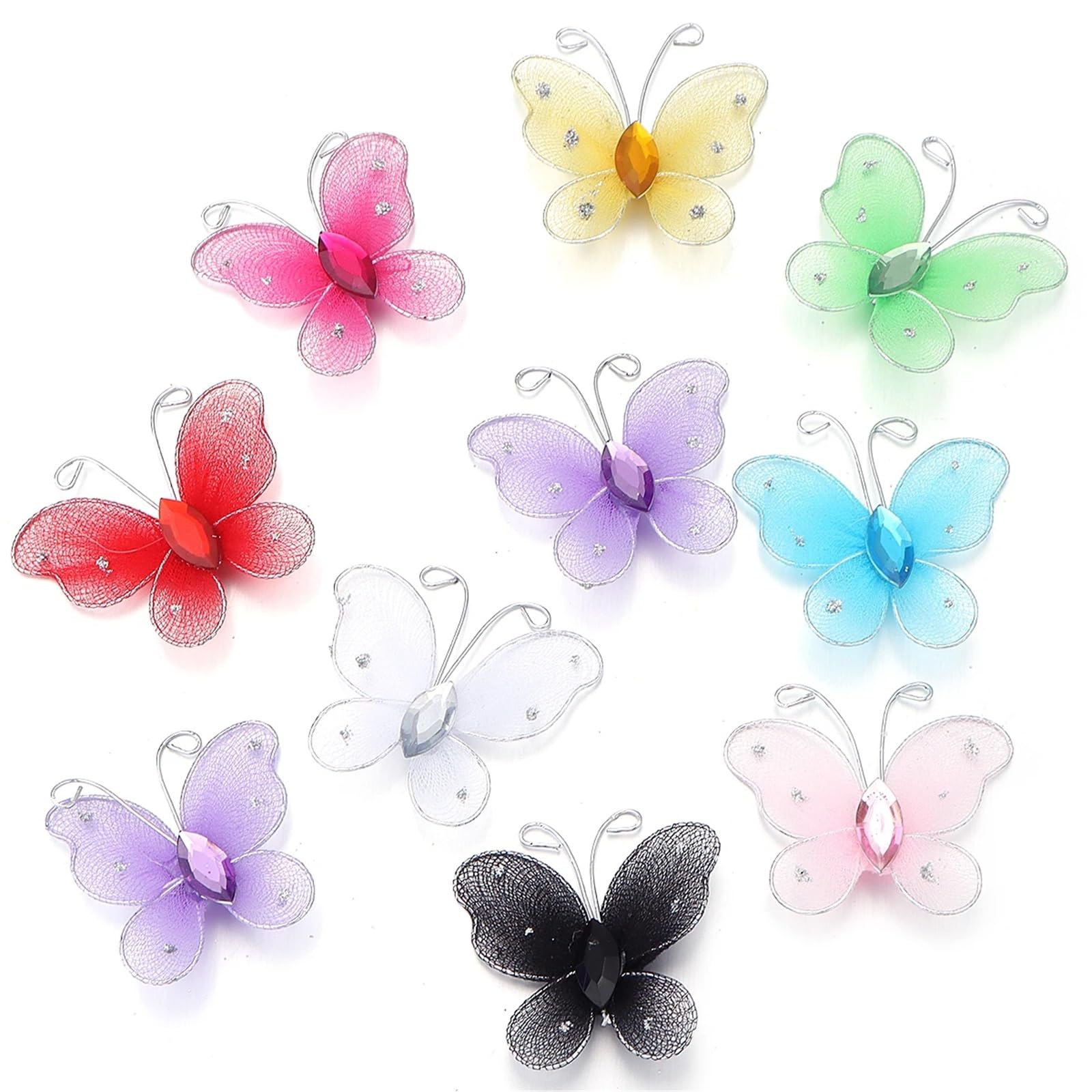 Wtaxbh Mixed Iron On Patches 30Pcs/Lot 4Cm Gauze Butterfly Appliqued 3D Fabric Mesh Simulation Dreamy Patch For Diy Sewing Craft Decoration(Mixed)