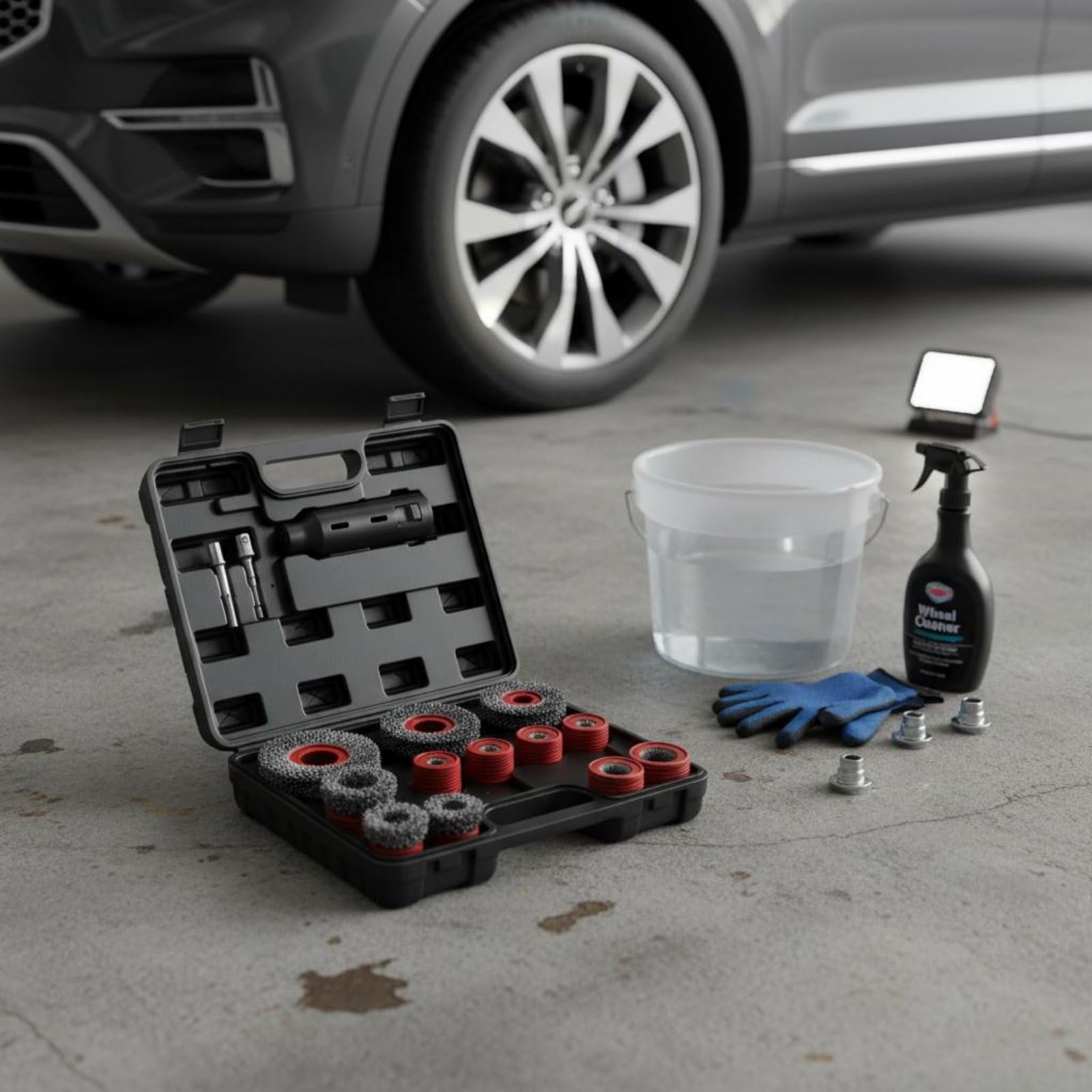 Spazzola per Pulizia Mozzo Ruota Spazzola Ruota Auto Spazzola Bulloni Strumento Versatile con Materiali Resistenti Adatta per Officina Manutenzione Veicoli Garage