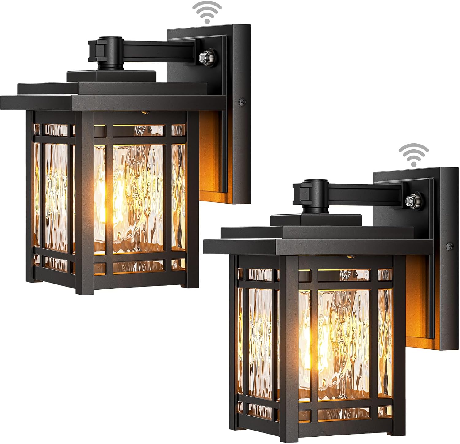 2-Pack Porch Lights Outdoor, Black Dusk to Dawn Outdoor Wall Lights, Exterior Wall Sconce with Square Shape, Patio Wall Light Fixture with E26 Base, Anti-Rust Garage Lantern Light, 100%Aluminum