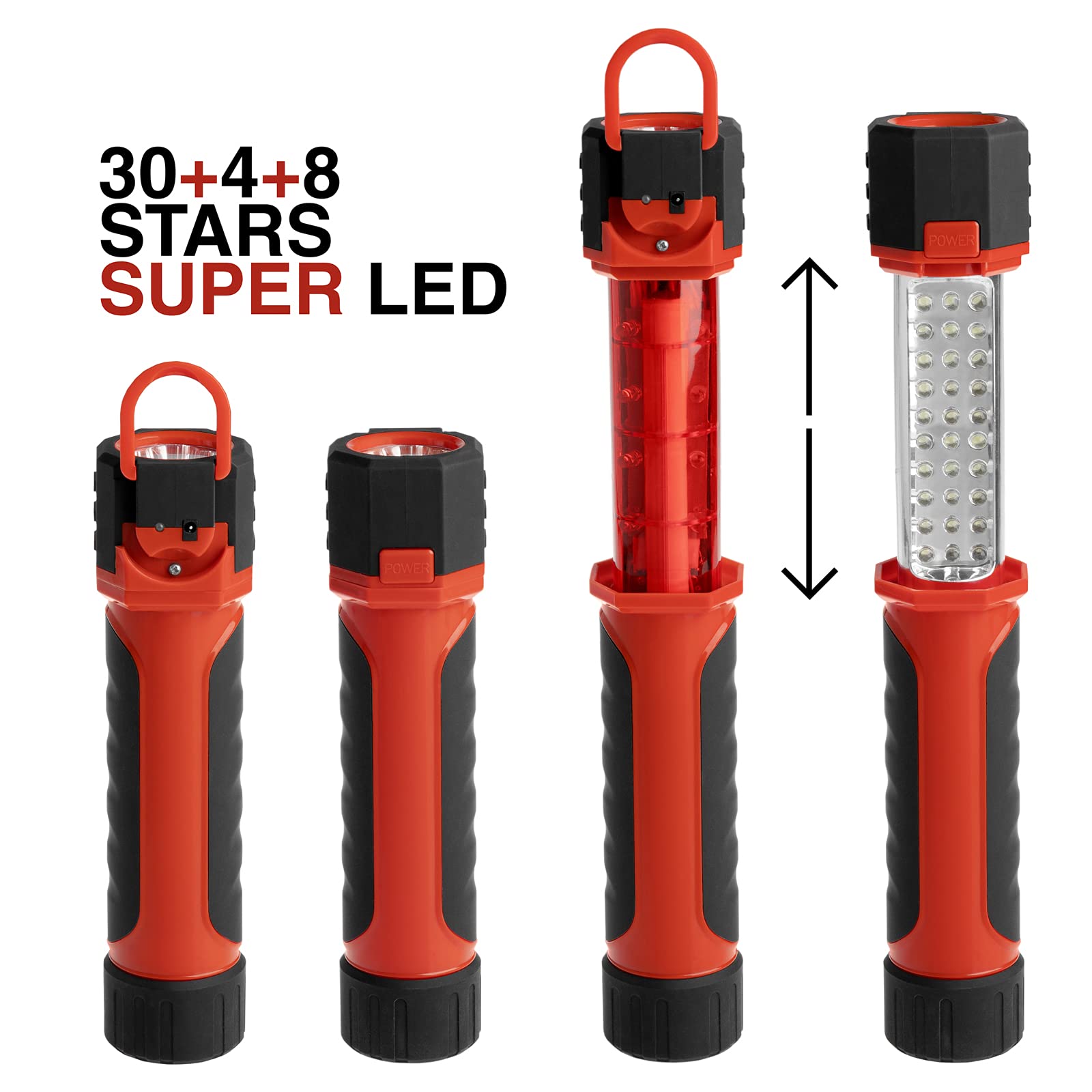 HIBRON 12 Linternas Recargables Retráctil LED con Asa para Taller Cámping, Camping, Emergencias, Pesca etc