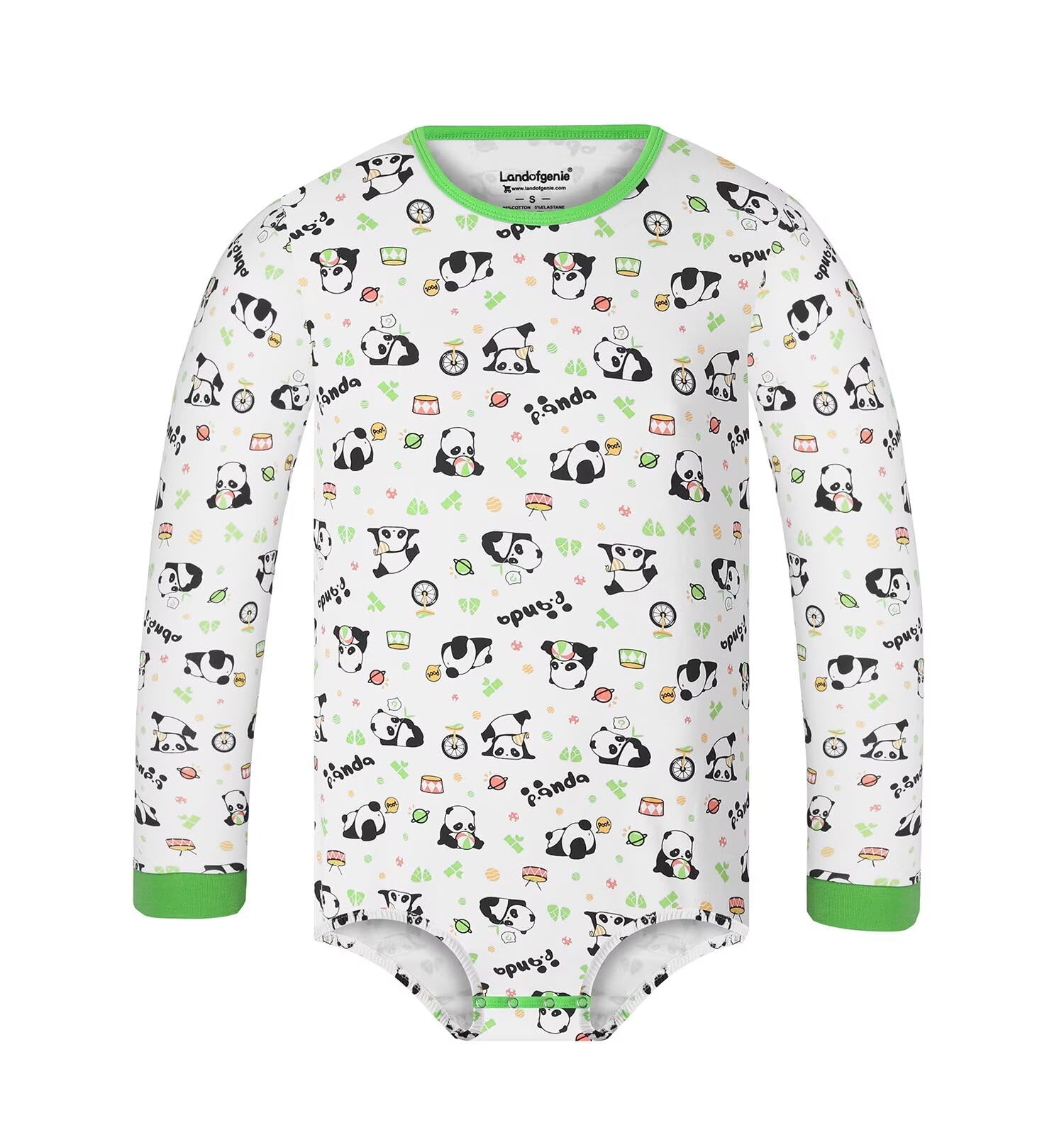 Landofgenie Langarm Body mit Vollflächenprint aus Baumwolle Atmungsaktiver Bequemer Onesie für Haus & Freizeit
