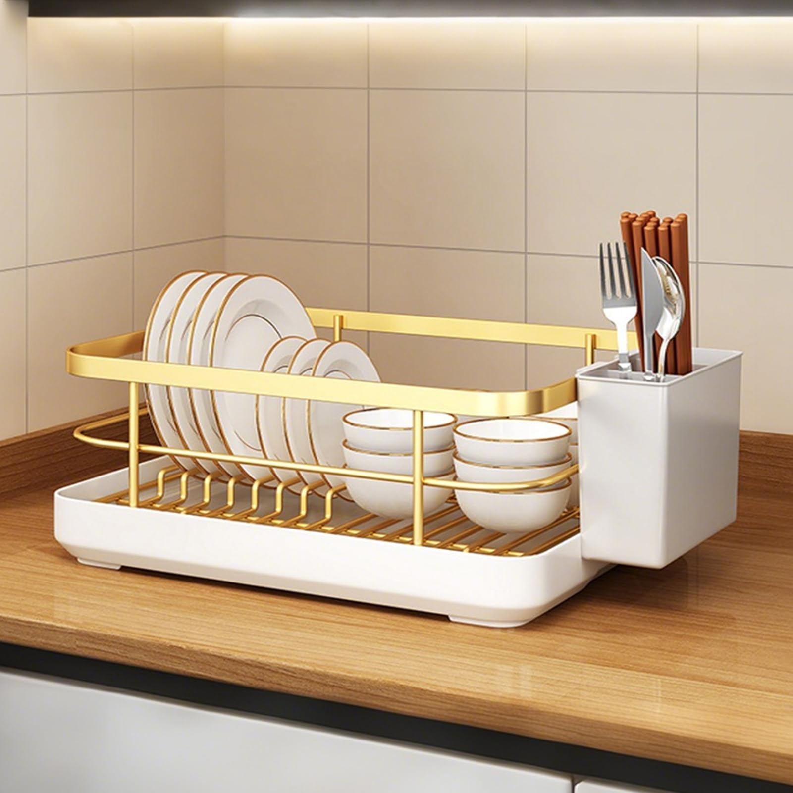 Platzsparendes Abtropfgestell mit Abtropffläche - Kaktus Design Geschirrtrocknung für Küche Indoor Home Familie Regal und Schrank Lagerung