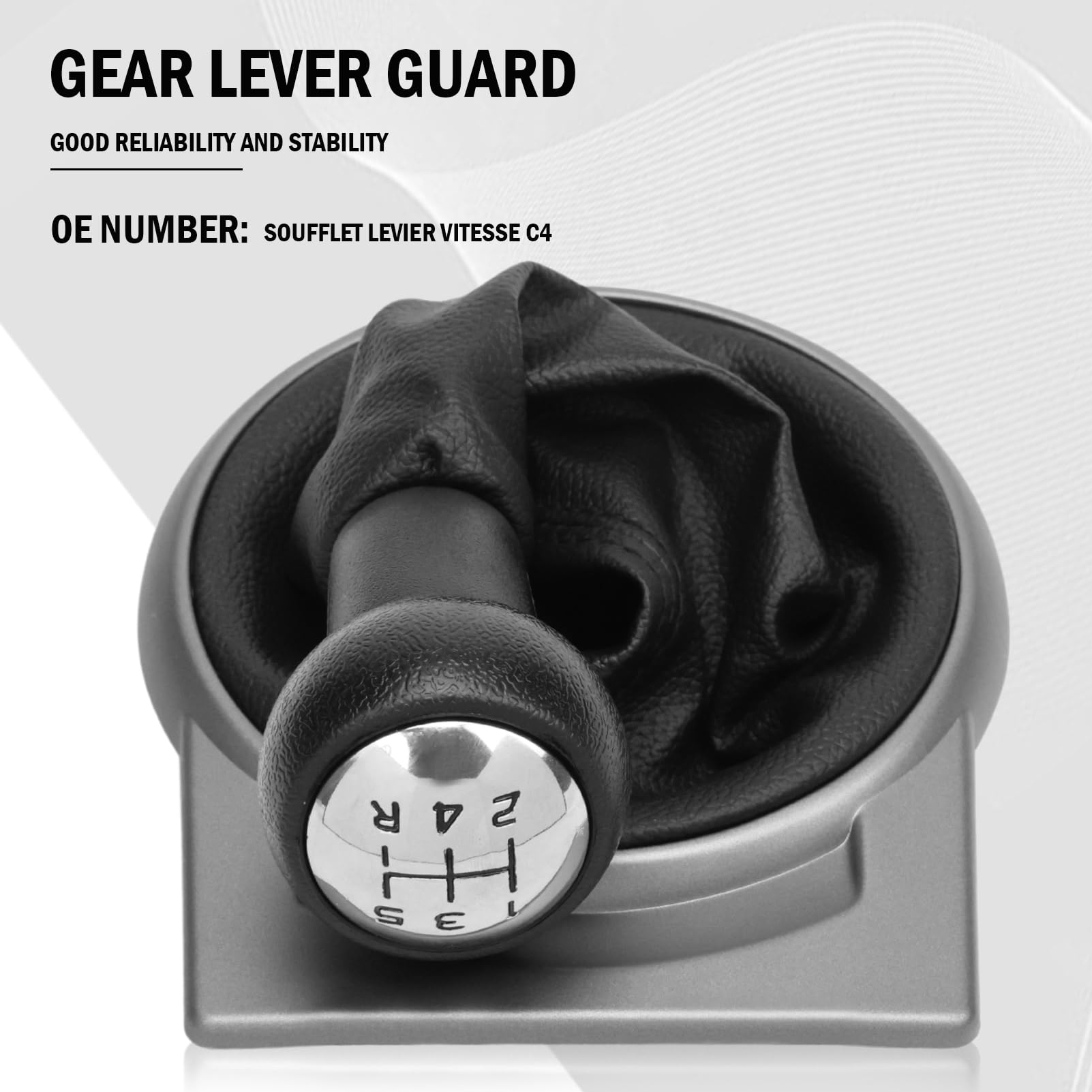 Pommeau Levier Vitesse pour Citroen C4 C1 C2 C3 Picasso Berlingo Saxo Peugeot 106 107 205 206 306 307 308 406 3008 Soufflet Pommeau manuel 5 vitesses(Noir Argent)