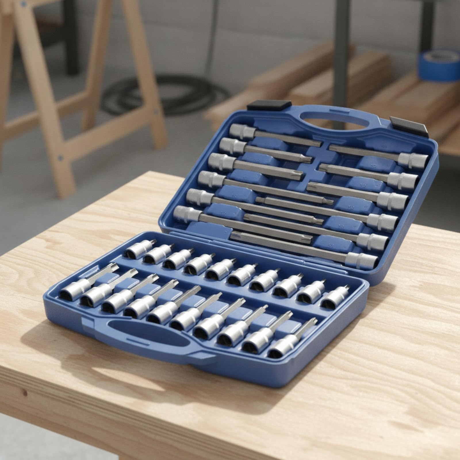 Jeu Douilles et Embouts Organisé Coffret Clés à Douilles Complet Mallette à Outils pour Bricoleurs