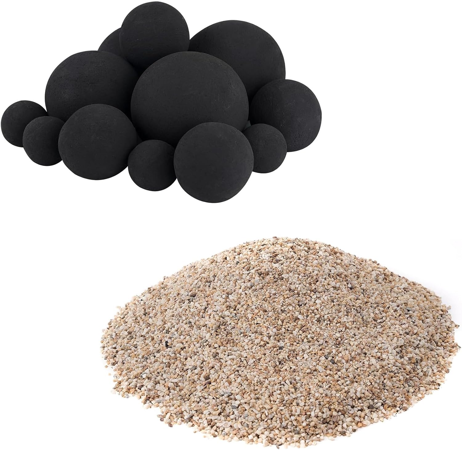 Skyflame 10Lb Silica Sand and 12PCS Mixed Ceramic Balls for Fire Pits and Fireplaces