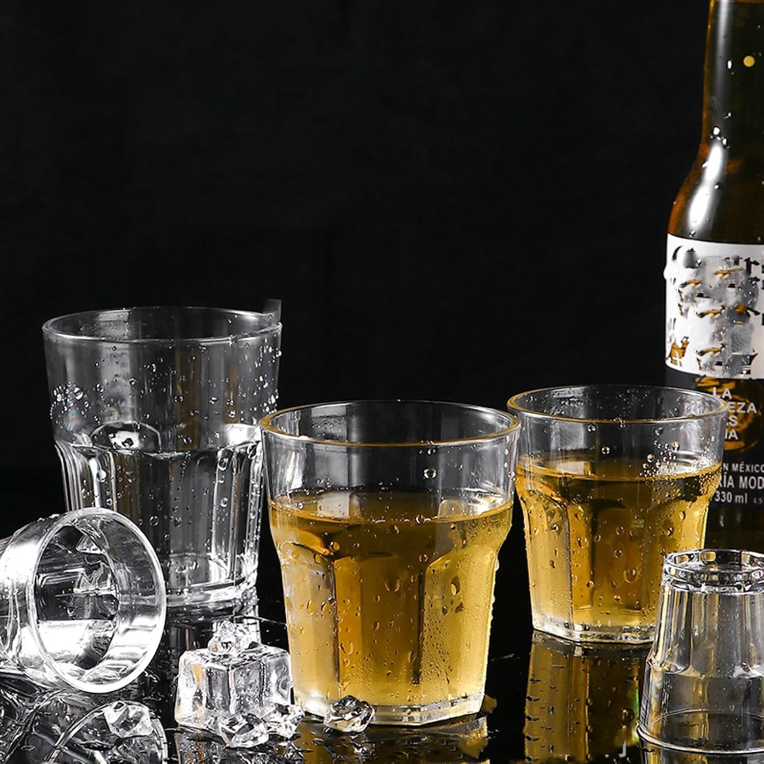 16 Pack 8 oz Plastic Drinking Glasses, BPA Free Unbreakable Juice Cups, Stackable Clear Beverages Iced Hot Tea Glassware for Cocktail, Soda Beer Tumbler Cup Dishwasher Safe - Image 9