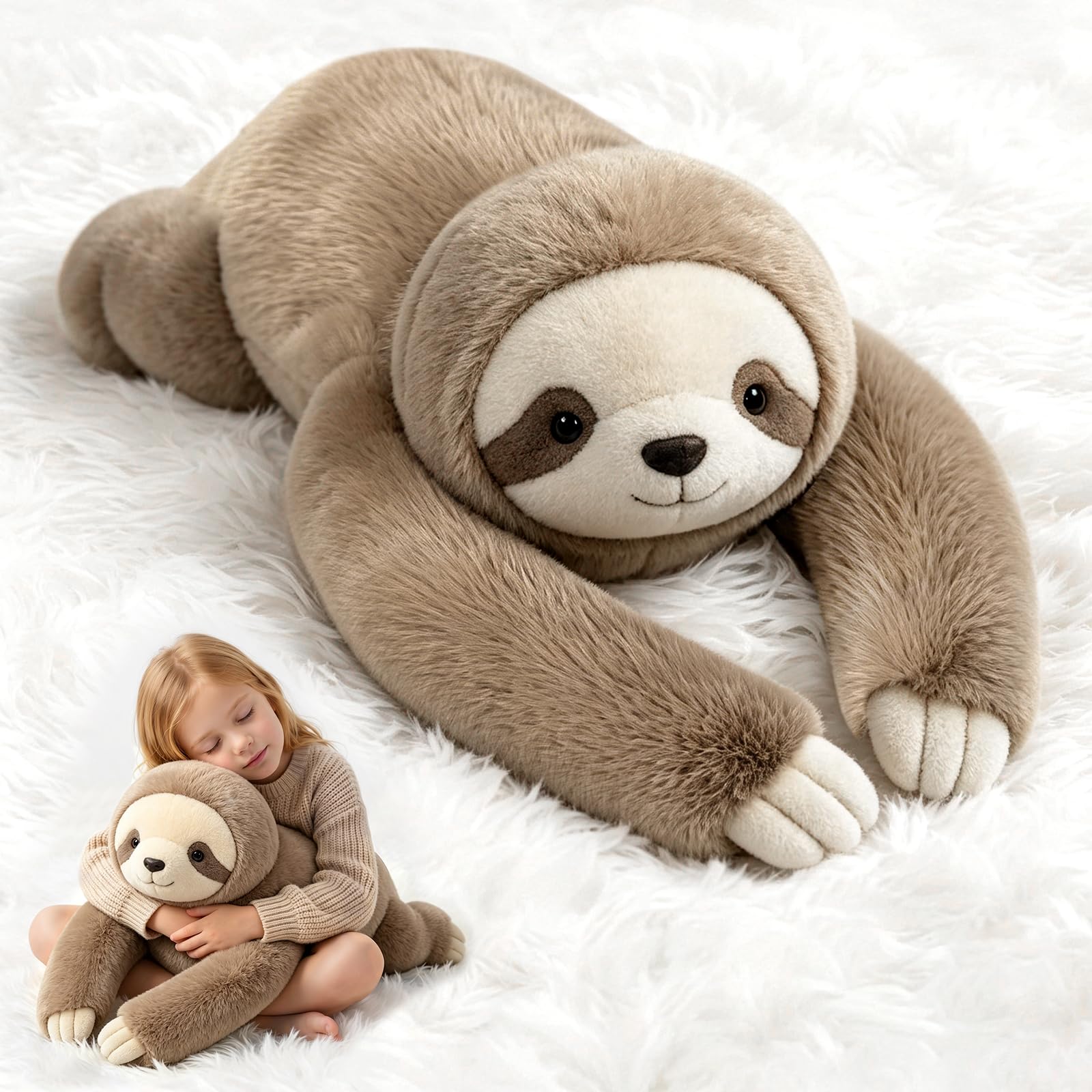 FUHSY Weighted Plush Sensory Sloth,63cm Large Cute Soft Stuffed Animals with Long Weighted Arms for Comfort & Relaxation,Adorable Plush Pillow Stuffed Animal Plushes Gifts for Kids & Adults (Large) — image 1