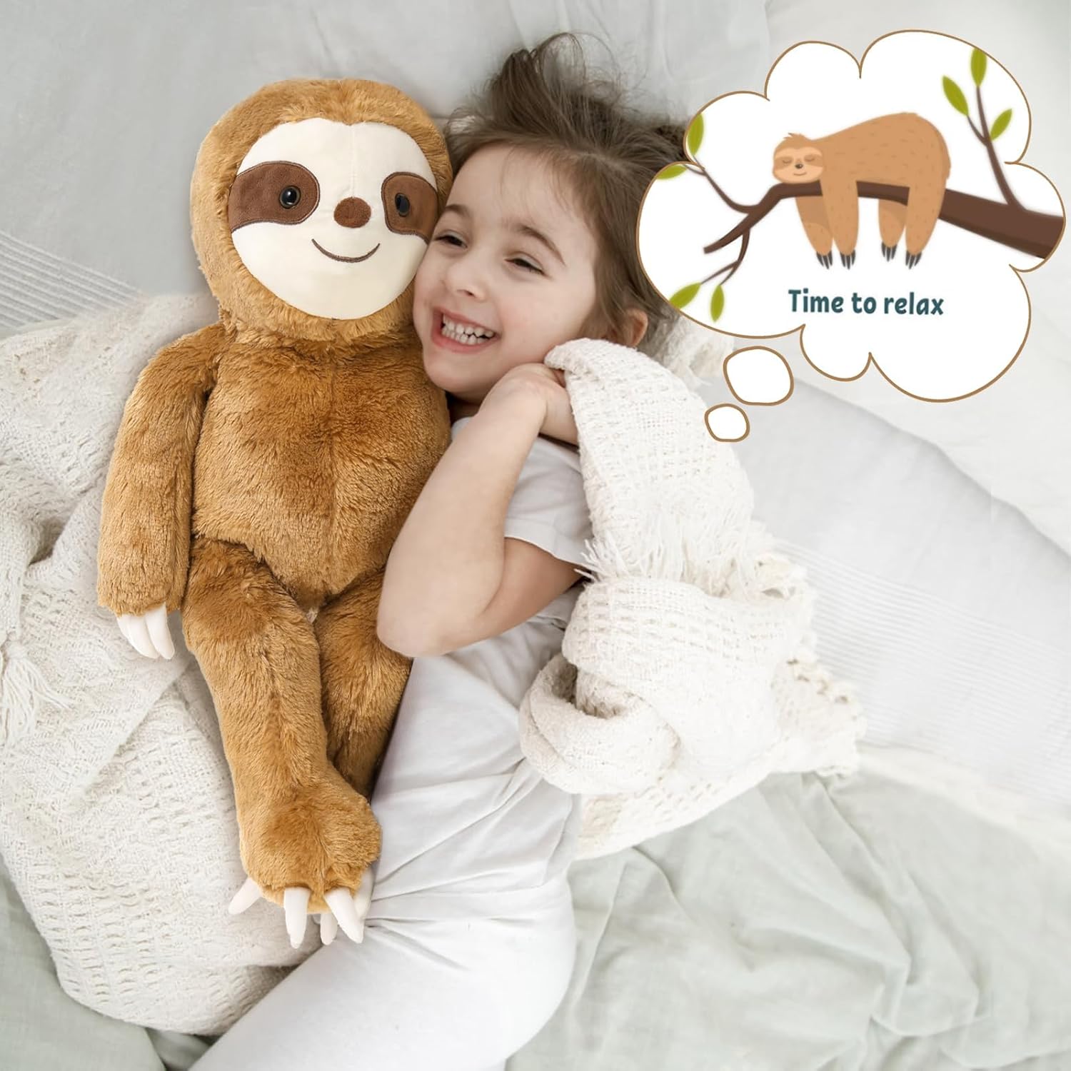 MaoGoLan Sloth Stuffed Animal Set,5 Pcs Sloth Plush Toy,Large Stuffed Mommy Sloth with Babies Sloth Toys Plushies, 3 Toed Sloth Stuffed Animal Bulk for Kids 22 inches