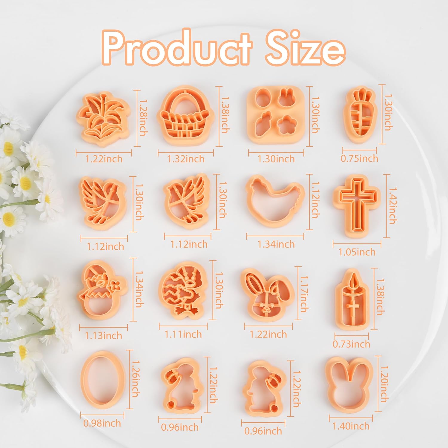 Puocaon Easter Polymer Clay Cutters - 27 Shapes Spring Clay Cutters for Polymer Jewelry, Rabbits Carrot Easter Eggs Basket Cross Shape Cutter