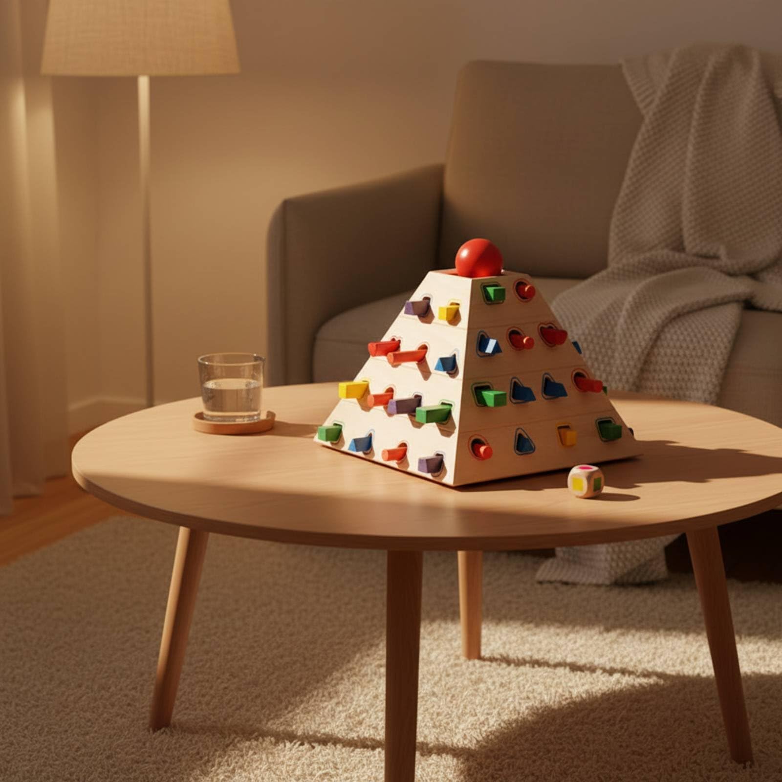 Kinder Pyramiden Pädagogisches Spielzeug Lernspiel Gesellschaftsspiel mit Würfelrunde Und Stäbchen Herausziehen Ohne Kugelfall Fördert Ausdauer