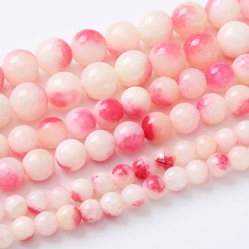 Miniatura 51 de Cuentas sueltas redondas de gemas naturales, cuentas de cristal de piedra energética para hacer joyas 15" (Cristales de cuarzo de fresa, jades, 6MM)