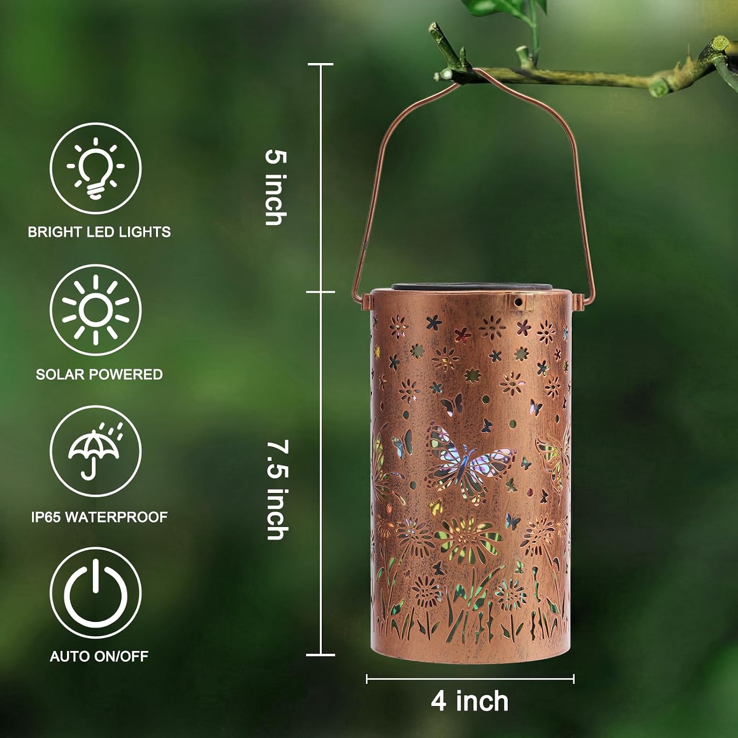 ZKLILI Mothers Day Gifts for Mom,Colorful Butterfly Solar Lanterns Outdoor Waterproof Garden Decor Gifts for Women Mom Grandma Hanging Garden Decoration for Yard, Patio, Backyard, Porch for Gift
