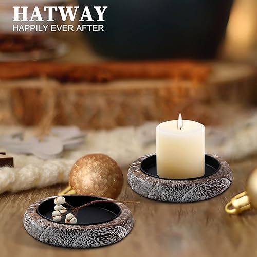 Vista 5 de Portavelas de madera, decoración de granja, bandeja de velas de pilar de madera para centro de mesa, bandeja decorativa pequeña, elevador redondo