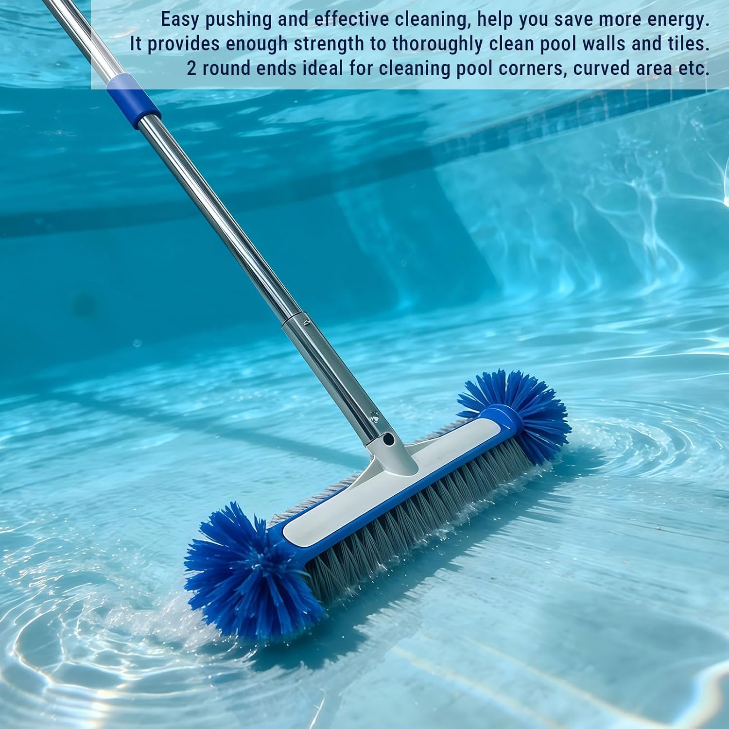 RiToEasysports Pool Brush, 17in Brush Set Chenille Cleaning Glove with 75.98in 5-Section Pole for Swimming Pool Cleaning and Cobweb Removal