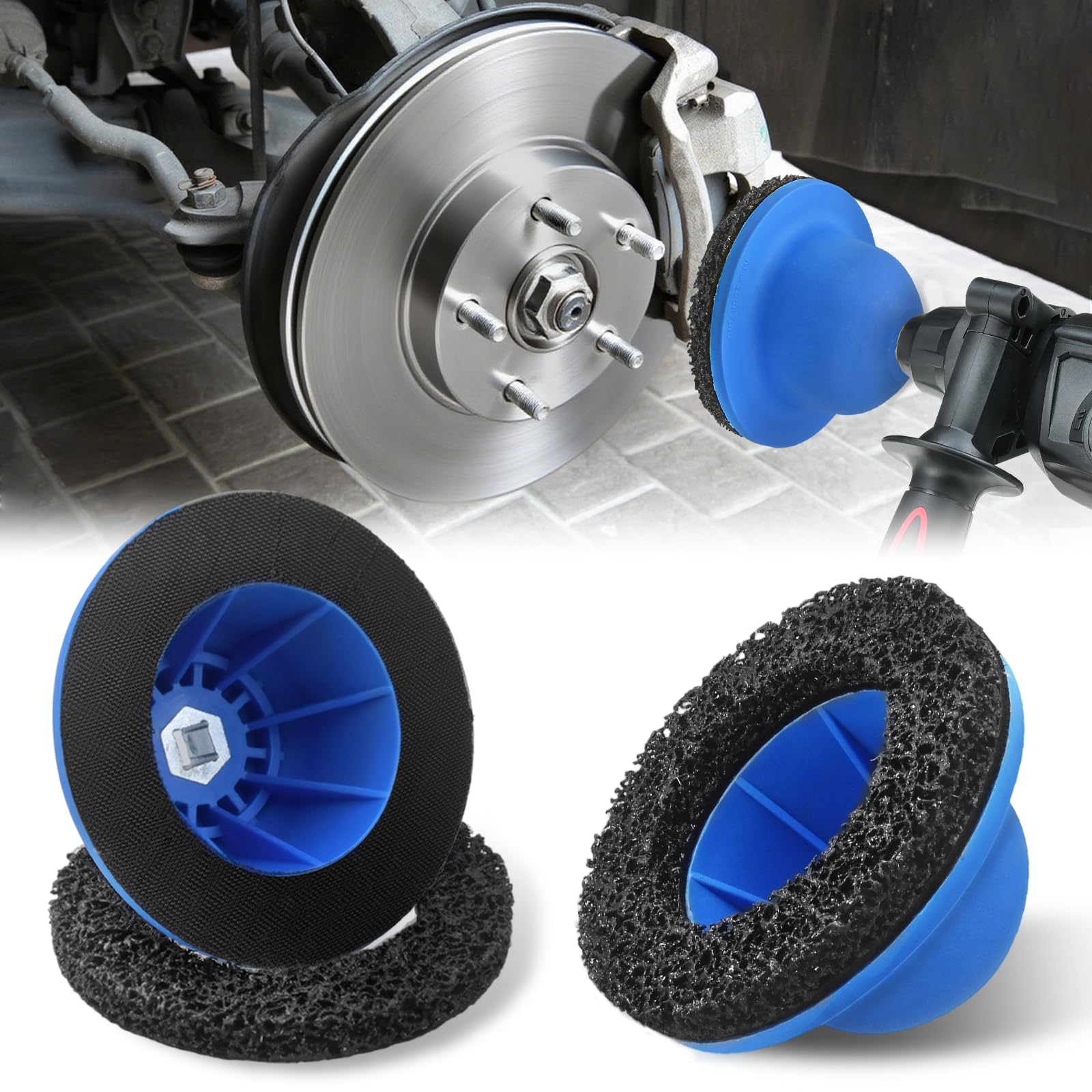 Ponceuse de moyeu de roue, nettoyeur de moyeu de roue de voiture avec roue abrasive de 150 mm pour visseuse à percussion 1/2", meuleuse à tête sphérique pour changement de jante, élimination de