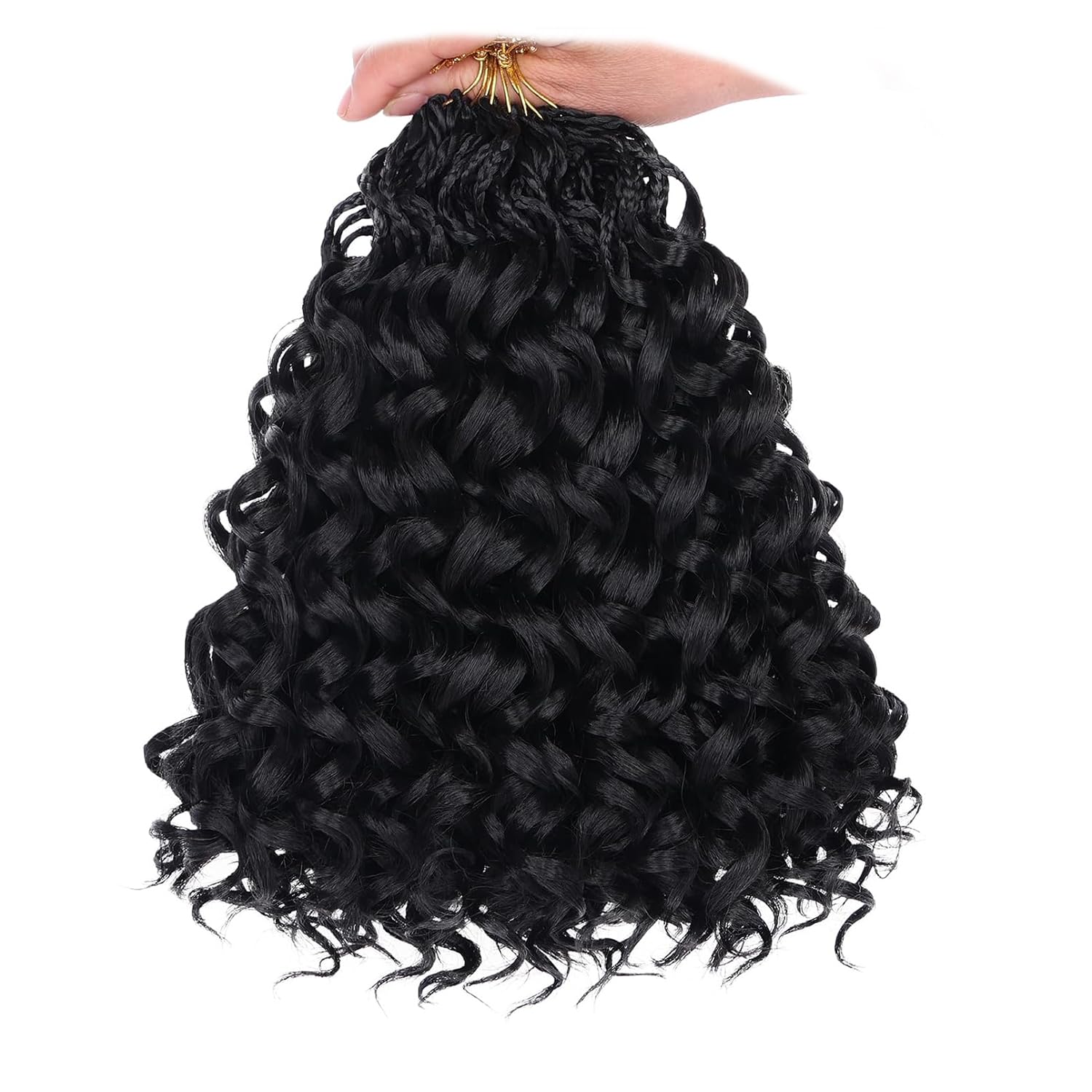 Mscat Gogo Curl Crochet Hair 6 Inch 8 Packs Black Ocean Wave Pre Looped Deep Twist Goddess Box Braids Short Curly Water Wave Synthetic Braiding Hair for Women Girl Kids(8 Packs