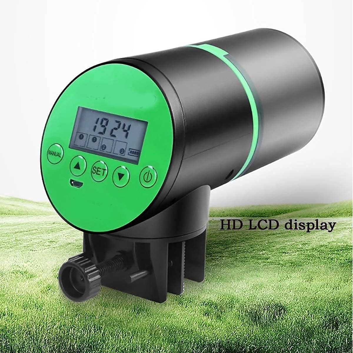 Liusj JUnst Fish Feeder Automatic Fish Feeder-Small Silent Feeder Fish Tank Fish Feeder quantitative Feeding,Rechargeable Timer Fish Feeder with USB Charger Cable and LCD Display Screen