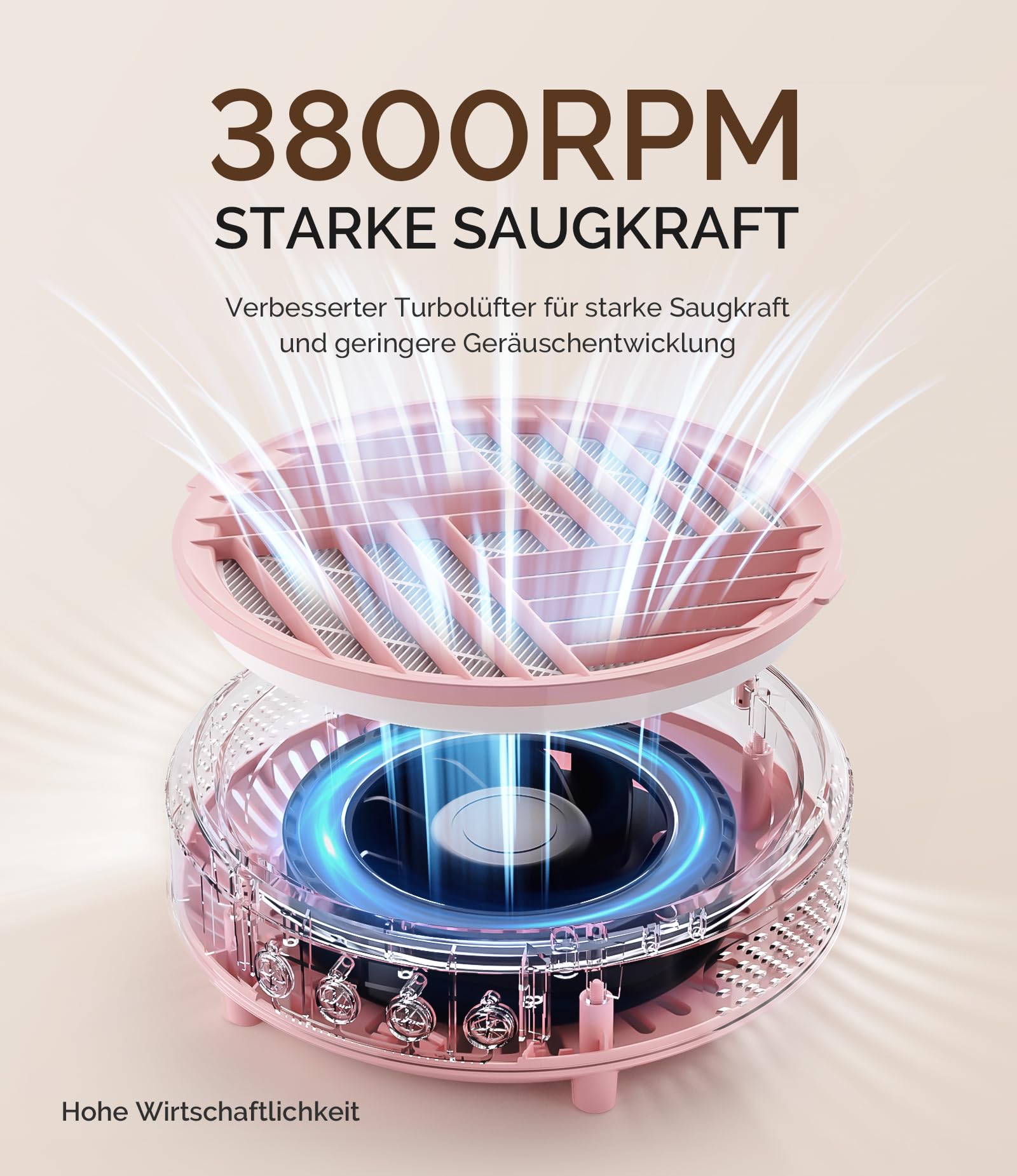 MelodySusie Staubabsaugung für Nägel, HPro Kompaktes Vakuum Professionell Nagelstaubsauger mit Filter, Saugstarke Leistungsstarke Nagelstaubabsaugung für Maniküre im Salon und zu Hause (Rosa)