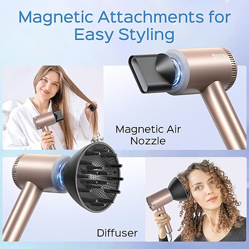 Miniatura 2 de Secador de pelo con difusor  Secador de pelo profesional de alta velocidad con motor de 110,000 RPM para secado rápido, secador de pelo de bajo
