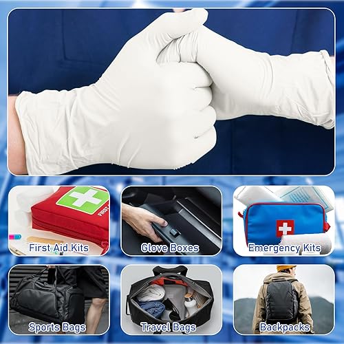 Miniatura 5 de 50 pares de guantes de emergencia desechables empaquetados individualmente, guantes de viaje esenciales de nitrilo para traumas de viaje (blanco)