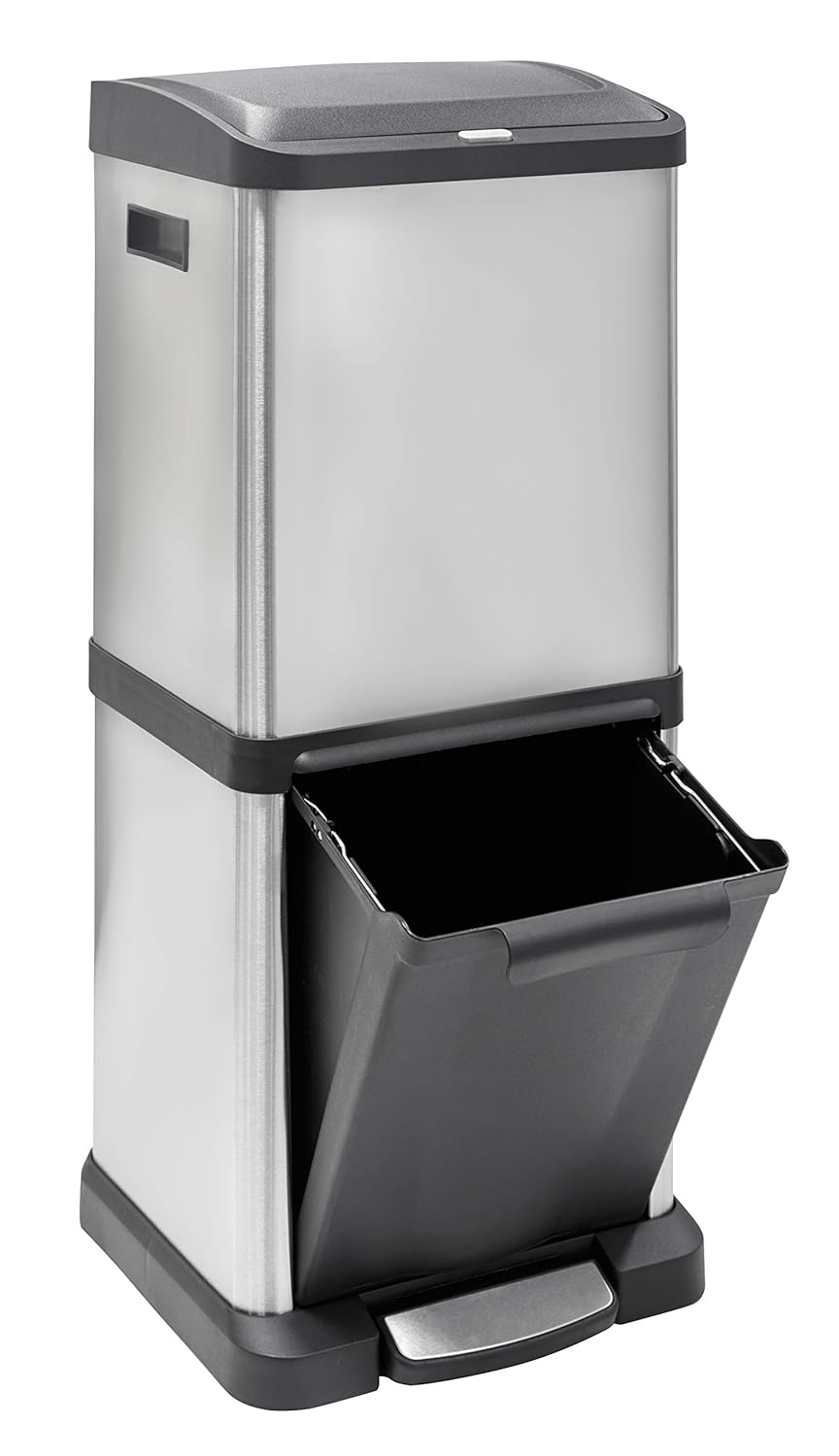 Arregui Binary CR705-34L Stainless Steel Waste and Recycling Bin with 2 Vertical Buckets, Stainless Steel