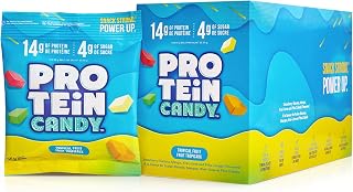 Protein Candy | 12-Pack | Low Sugar Candy | Whey Protein Isolate Snacks | A Good Source of Fiber | No Artificial Flavors or Colors | Gluten-Free | Made in the USA | Tropical Fruit