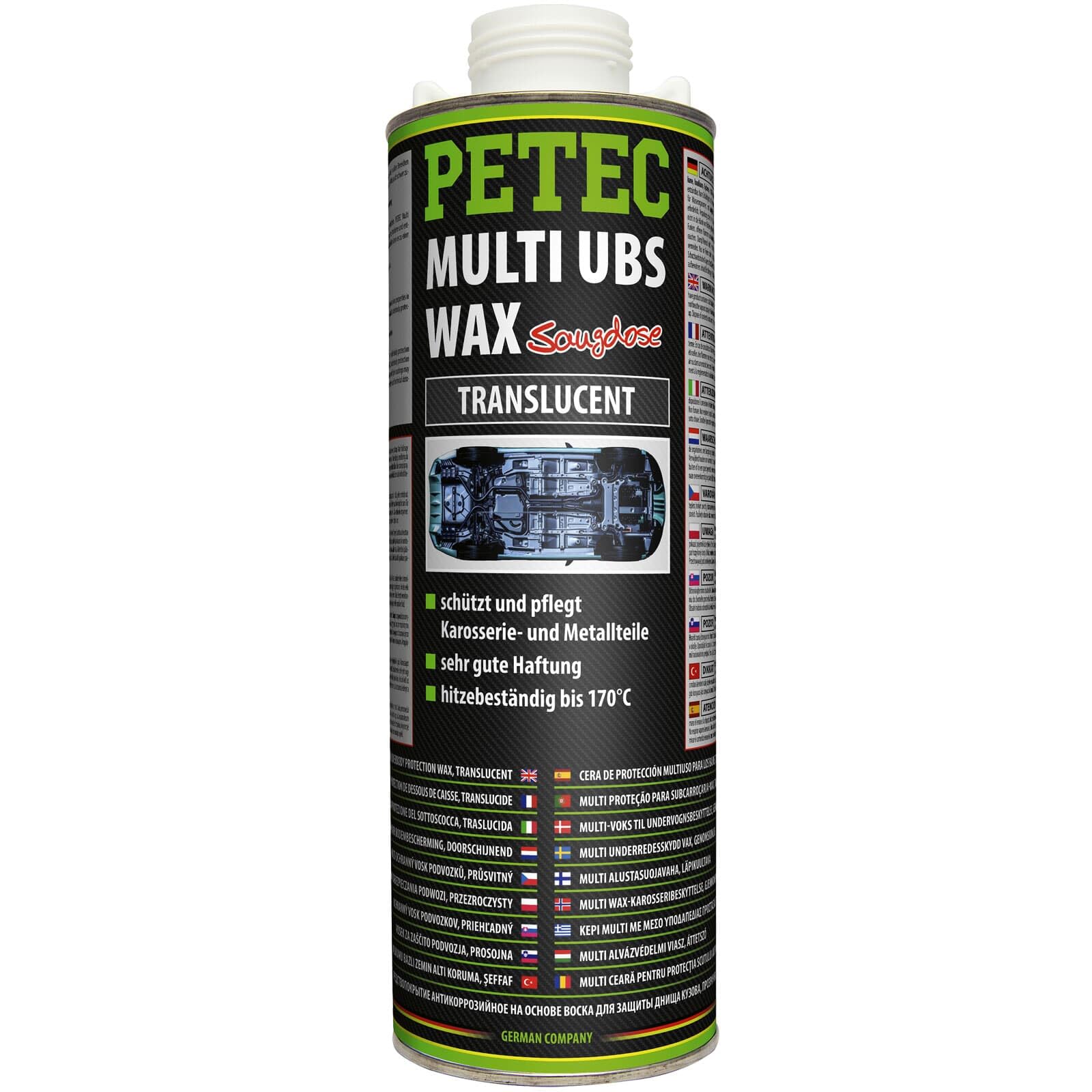 BandelOne enthält 6x 1L PETEC Multi Ubs Wax Transparent Transculent Saugdose Unterbodenschutz