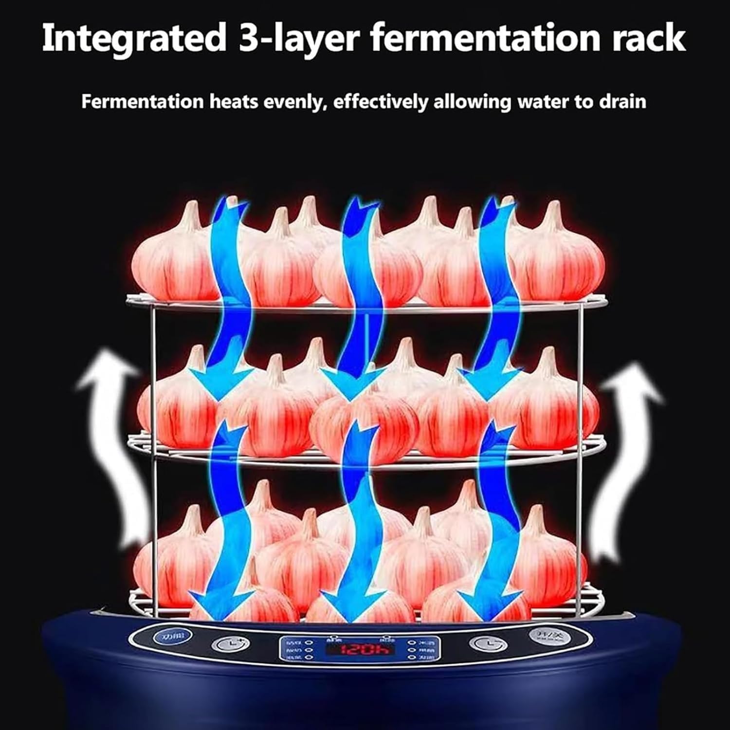 6 l czarny fermentor do czosnku inteligentny, komercyjny w pełni automatyczny pojemnik do fermentacji czosnku, wielofunkcyjna maszyna do robienia jogurtów, do Natto, słodki ryż.