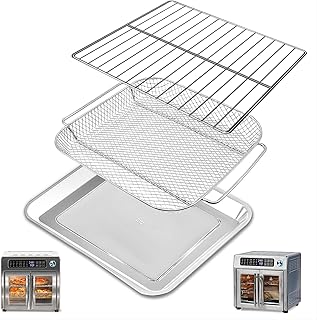 3 Piece Sets Bakeware Basket Fry Rack for Emeril Lagasse 26 QT Convection Toaster Oven Extra Large Air Fryer, Food Grade Steel Air Fryer Replacement Parts Accessories