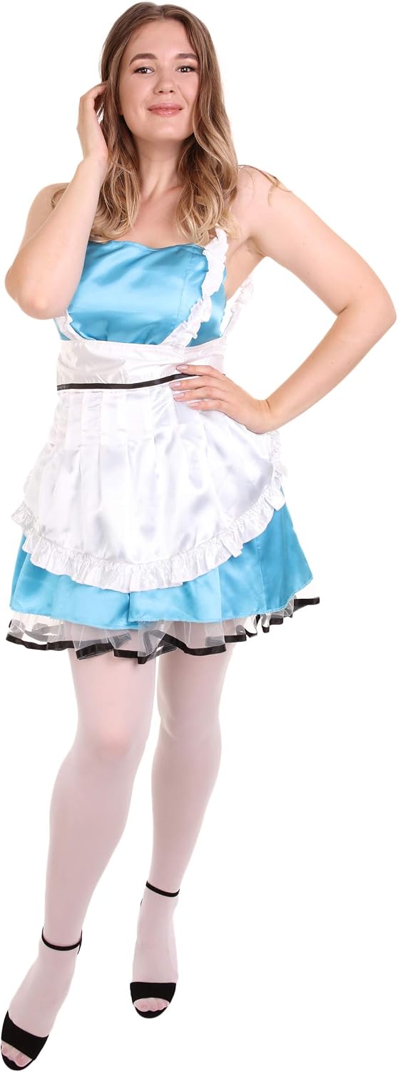 HPO Women’s Sexy French Maid Dress Costume | Uniform Costumes Multiple Size And Colour Options