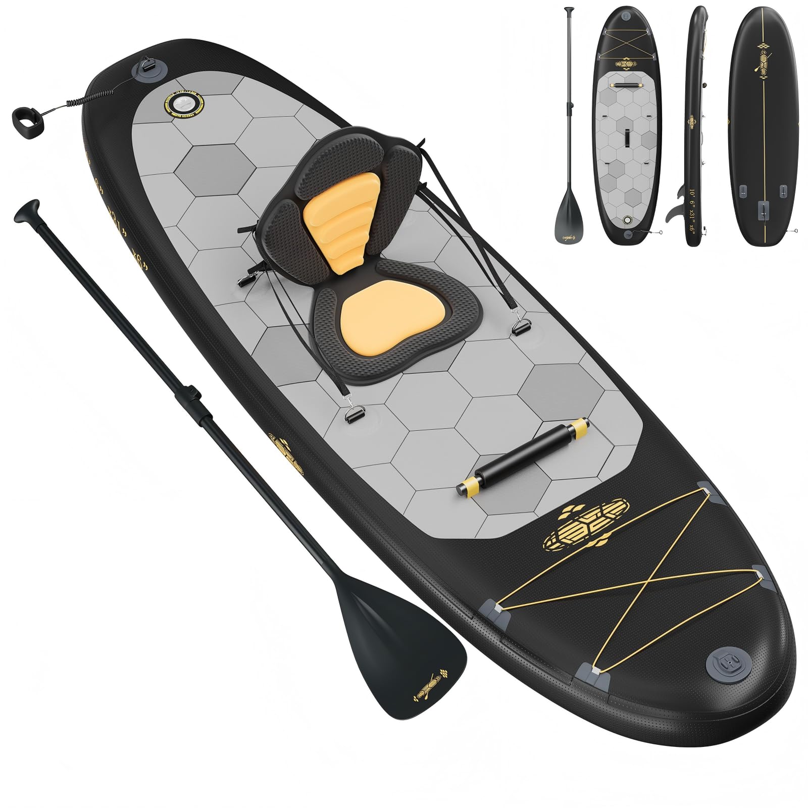 TRIUMPHKEY Aufblasbares SUP Board, Stand Up Paddling Board, Aufblasbare Stand Up Paddle Board mit Zubehör, Paddel, Finnen, Pumpe,330 * 76 * 15cm, Bis 130kg