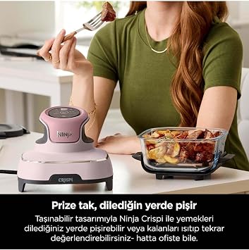 Ninja CRISPi 4-in-1 Taşınabilir Cam Hazneli Pişirme Sistemi, Pembe