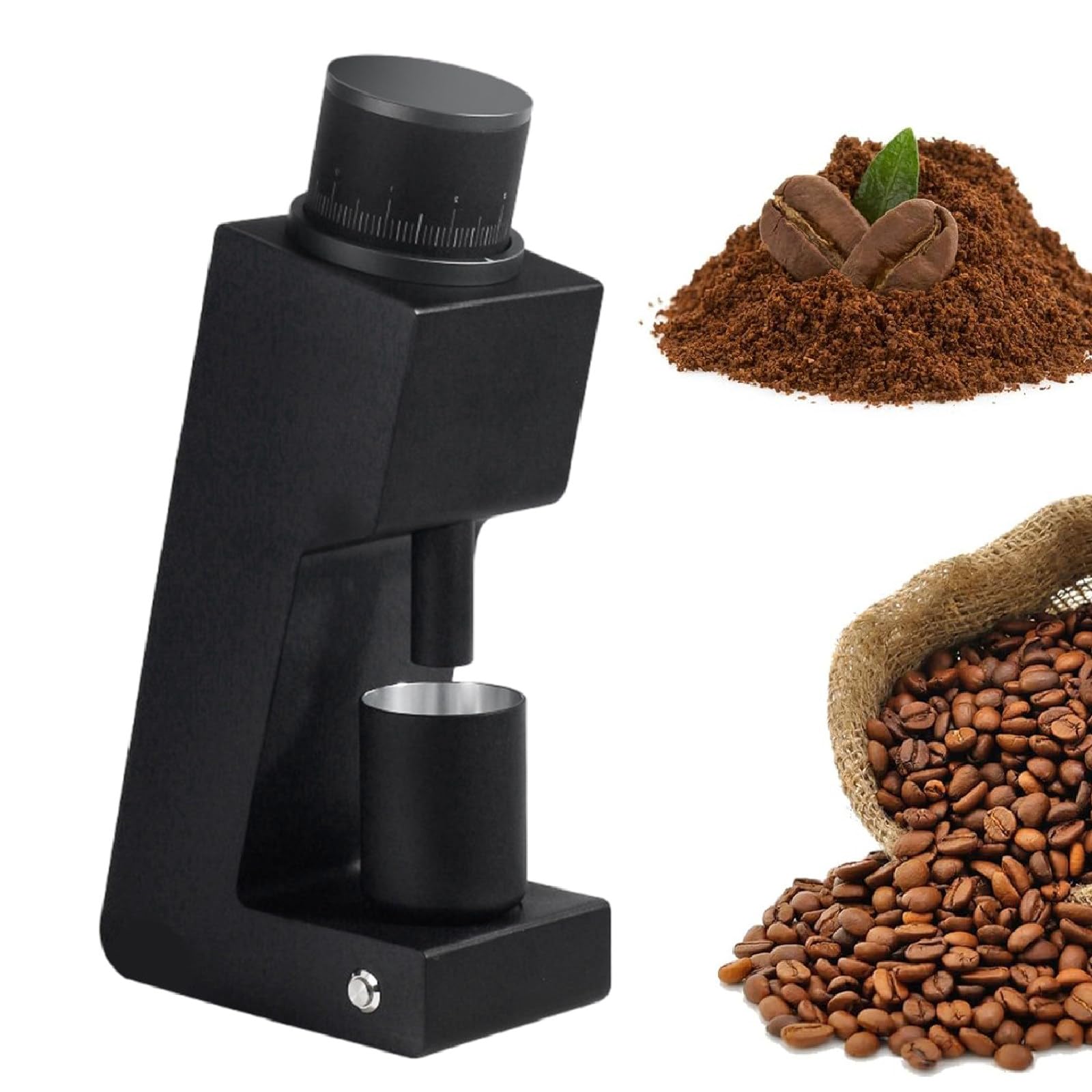 Molino de Café Eléctrico de Muelas, Molinillo de Café con Muela Cónica de 38mm, Molinillo para Espresso de Dosis Única, Molinillo de Café con Ajuste Infinito de Velocidad,Black