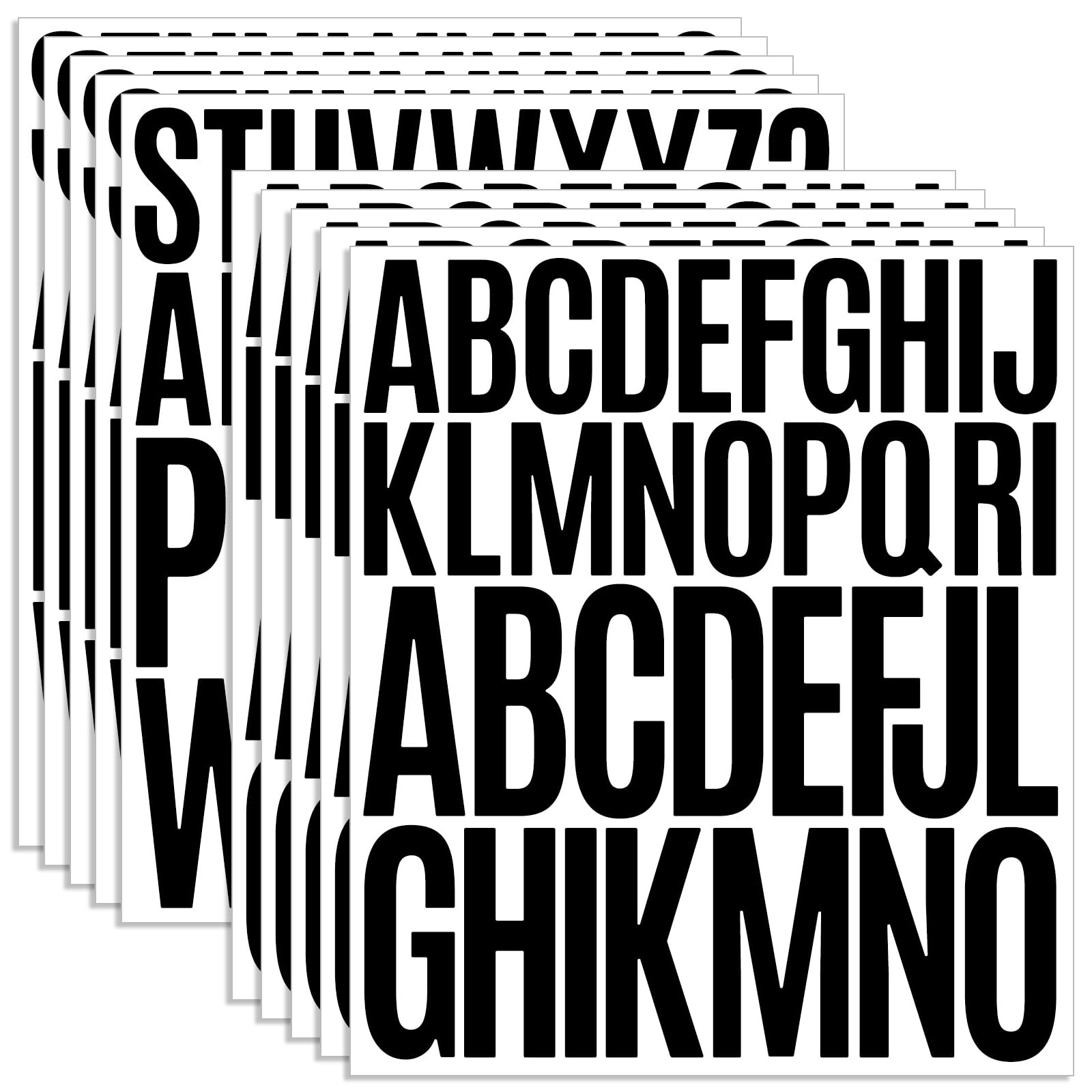 Photo 1 of 10 Sheet Large Letter Stickers - 2+3 Inch Black Vinyl Self Adhesive Alphabet Stickers Stick On Letters for Arts Crafts Outdoor Sign Wall Mailbox Windows Doors Car Poster Board (Black, 2+3 Inch)