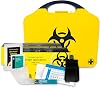 Reliance Medical - Biohazard Body Fluid Clean-Up Kit for The Treatment of Infectious Micro-Organisms - 2 Single Application Packs- BlackYellow Wall Mountable Box