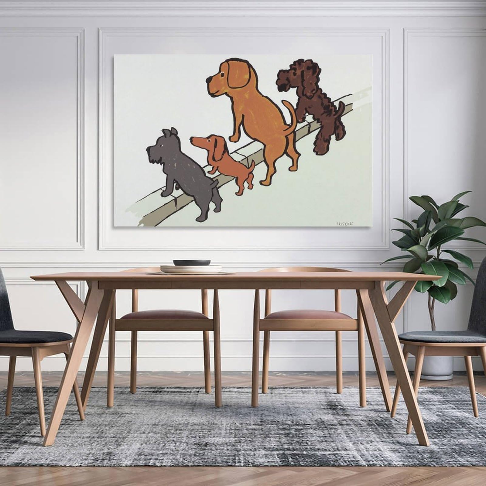 Amazon.co.jp: レイモン・サヴィニャック 4匹の犬 絵画 インテリア