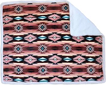 TrailCrest Sherpa Fleece Throw Blanket, Cozy Plush Adult Aztec Blanket for Men & Women Reversible with Aztec Prints Western Blanket for Camping, Couch, Sofa & Bed | Machine Washable - 50" x 60" Size