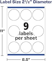 Vista 8 de Avery Etiquetas redondas imprimibles con Sure Feed, 2.5" de diámetro, blanco brillante, 90 etiquetas personalizables (22830)